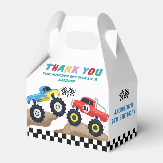Monster Truck Birthday Party Favor Box Bedankdoosjes (Voorkant Zijde)