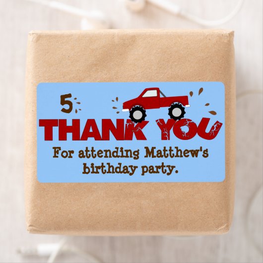 Monster Truck Birthday Party Favor Labels (Insitu)