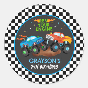 Monster Truck Birthday Party Favor Sticker Labels
