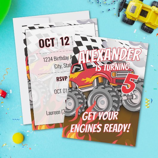 Monster Truck Birthday Party Invitation