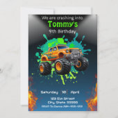 Monster Truck Birthday Party Invitation Kaart (Voorkant)