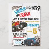 Monster Truck Birthday Party Invitation Kaart (Voorkant)