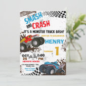 Monster Truck Birthday Party Invitation Kaart (Staand voorkant)