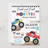 Monster Truck Birthday Party Invitation Kaart (Voorkant)