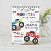 Monster Truck Birthday Party Invitation Kaart (Staand voorkant)