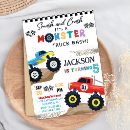 Monster Truck Birthday Party Invitation Kaart
