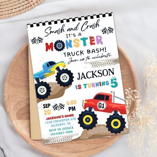 Monster Truck Birthday Party Invitation Kaart