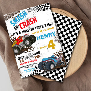 Monster Truck Birthday Party Invitation Kaart