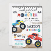 Monster Truck Birthday Party Invitation Kaart (Voorkant)