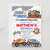 Monster Truck Birthday Party Invitation Kaart (Voorkant)
