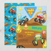 Monster Truck Birthday Party Invitation Kaart (Voorkant / Achterkant)