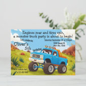 Monster Truck Birthday Party Kaart (Staand voorkant)