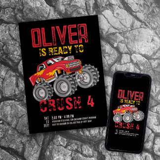 Monster Truck Birthday Party Kaart