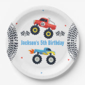 Monster Truck Birthday Party Paper Borden Papieren Bordje (Voorkant)