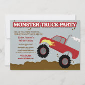 Monster Truck Birthday Party (Rode / grijze kleure Kaart (Voorkant)