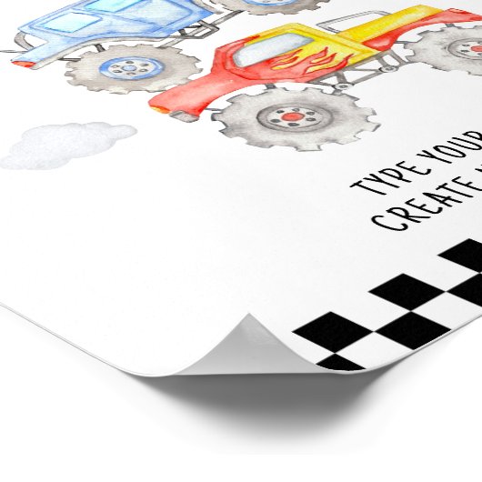 Monster Truck Birthday Party Table Sign Poster (Hoek)