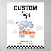 Monster Truck Birthday Party Table Sign Poster (Voorkant)