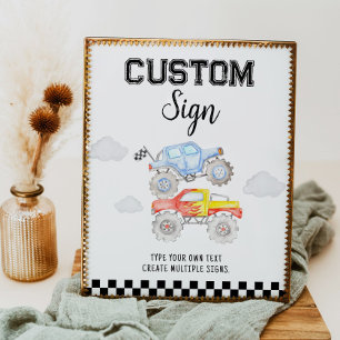 Monster Truck Birthday Party Table Sign Poster