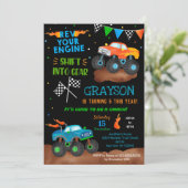 Monster Truck Birthday Party Uitnodigingen voor jo (Staand voorkant)