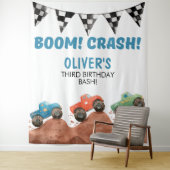 Monster Truck Birthday Photo backdrop Wandkleed (In situ)