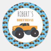Monster Truck Birthday Ronde Sticker (Voorkant)