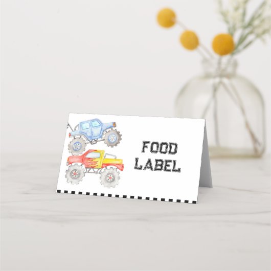Monster Truck Birthday Tent Place Card Plaatskaartje (Voorkant)