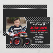 Monster Truck Birthday Uitnodiging (Voorkant / Achterkant)