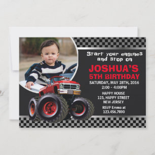 Monster Truck Birthday Uitnodiging