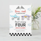 Monster Truck Birthday Uitnodiging (Staand voorkant)