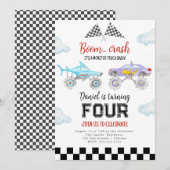 Monster Truck Birthday Uitnodiging (Voorkant / Achterkant)