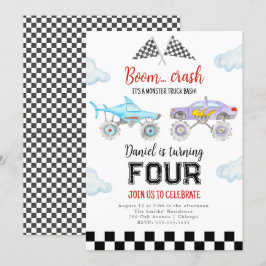 Monster Truck Birthday Uitnodiging