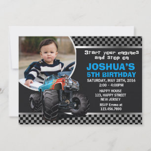 Monster Truck Birthday Uitnodiging
