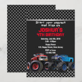 Monster Truck Birthday Uitnodiging (Voorkant / Achterkant)