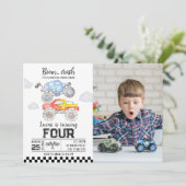 Monster Truck Birthday Uitnodiging (Staand voorkant)