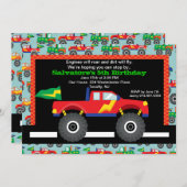 Monster Truck Birthday Uitnodiging (Voorkant / Achterkant)