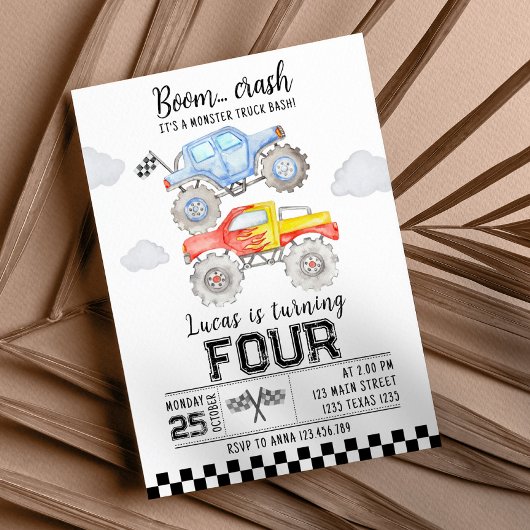 Monster Truck Birthday Uitnodiging