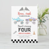 Monster Truck Birthday Uitnodiging (Staand voorkant)