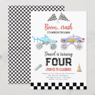 Monster Truck Birthday Uitnodiging