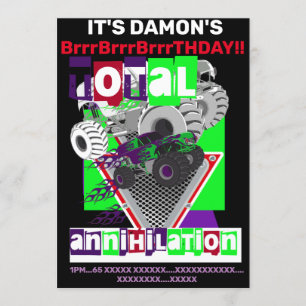 MONSTER TRUCK BIRTHDAY Uitnodiging