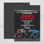 Monster Truck Birthday Uitnodiging (Voorkant / Achterkant)