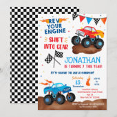 Monster Truck Birthday Uitnodigingen voor jongen (Voorkant / Achterkant)