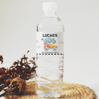 Monster Truck Birthday Water Fles Label Waterfles Etiket