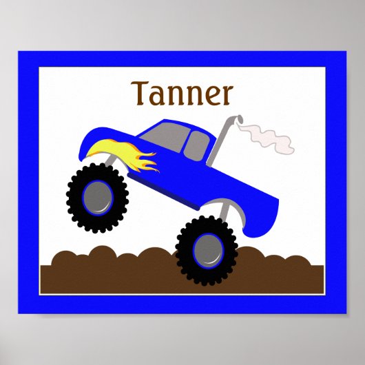 Monster Truck (Blauw) Aangepaste Kunstprint voor d Poster (Voorkant)