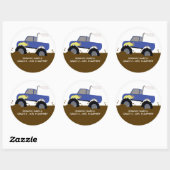 Monster Truck (Blauw) Bookplate of Favor Sticker (Vel)