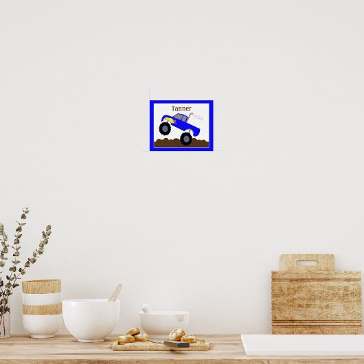 Monster Truck (blauw) Gepersonaliseerd Nursery Art Poster (Keuken)