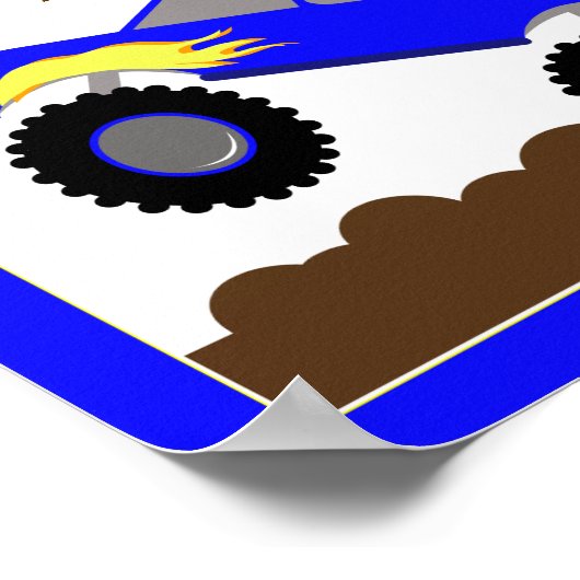 Monster Truck (blauw) Gepersonaliseerd Nursery Art Poster (Hoek)