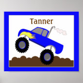 Monster Truck (blauw) Gepersonaliseerd Nursery Art Poster (Voorkant)