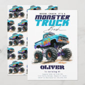 Monster Truck Blauwe Verjaardag Kaart (Voorkant / Achterkant)