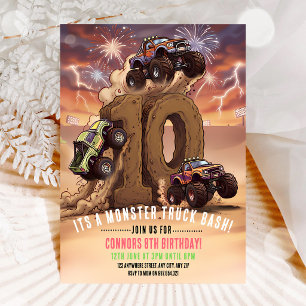 Monster Truck Boom Crash 10e Verjaardag Kaart