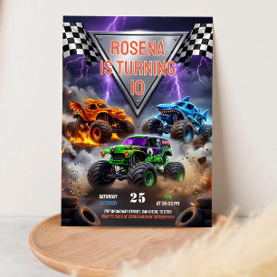 Monster Truck Boom Crash Verjaardagsfeestje voor e Kaart